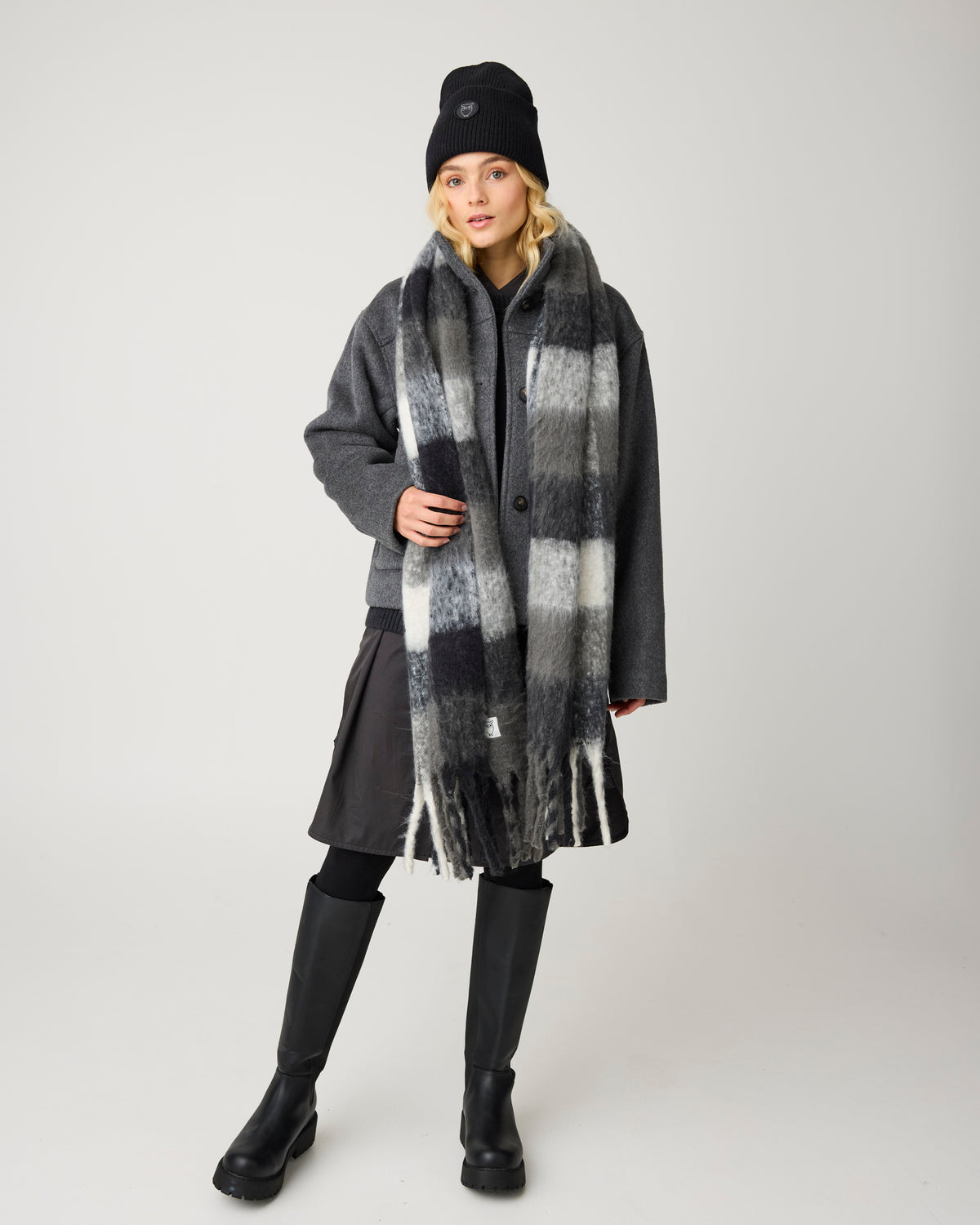 KnowledgeCotton Apparel - WMN Short wool jacket Jackets 1073 Dark Grey Melange