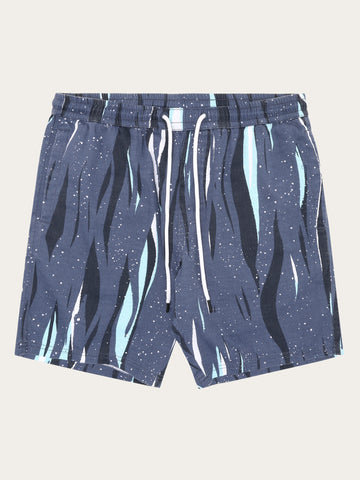 KnowledgeCotton Apparel - MEN Shorts Northern Lights aop - GOTS/Vegan Shorts 9921 Blue