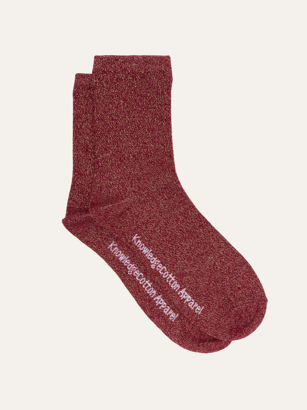KnowledgeCotton Apparel - WMN Single pack Glitter socks Socks 1364 Rhubarb