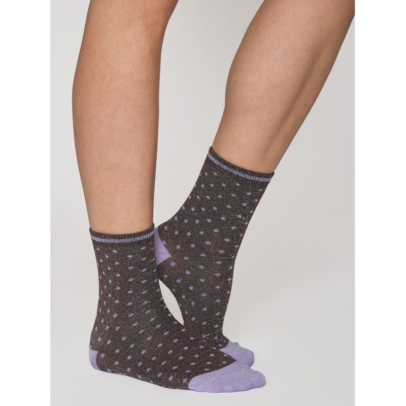 KnowledgeCotton Apparel - WMN Single pack Lurex glitter dot socks Socks 6027 Purple