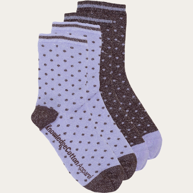 KnowledgeCotton Apparel - WMN Single pack Lurex glitter dot socks Socks 6027 Purple