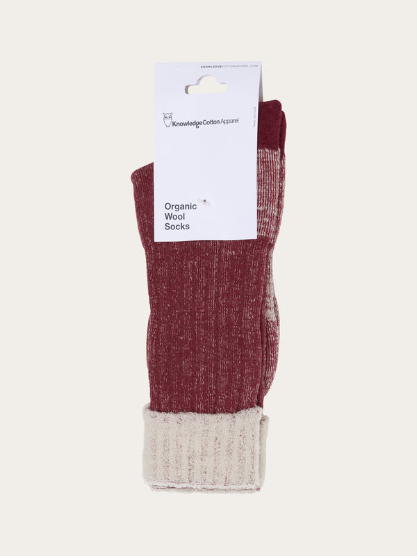 KnowledgeCotton Apparel - UNI Single pack low terry wool sock Socks 1364 Rhubarb