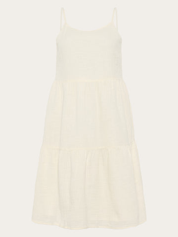 KnowledgeCotton Apparel - WMN Slub strap dress Dresses 1387 Egret