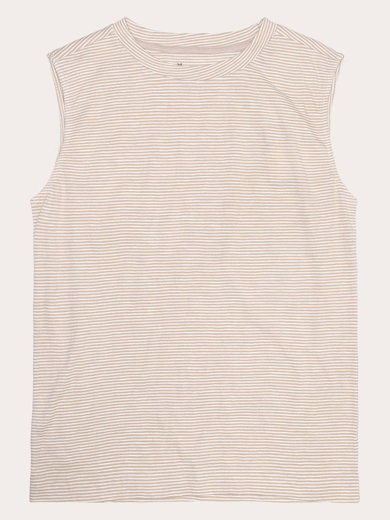 KnowledgeCotton Apparel - WMN Slub tanktop - GOTS/Vegan T-shirts 8033 Creme Stripe