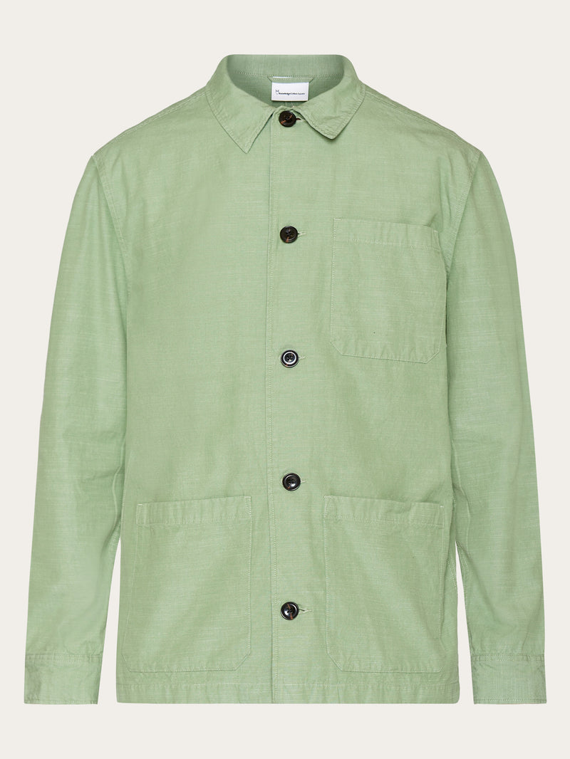 KnowledgeCotton Apparel - MEN Slub yarn overshirt - GOTS/Vegan Overshirts 1454 Shale Green