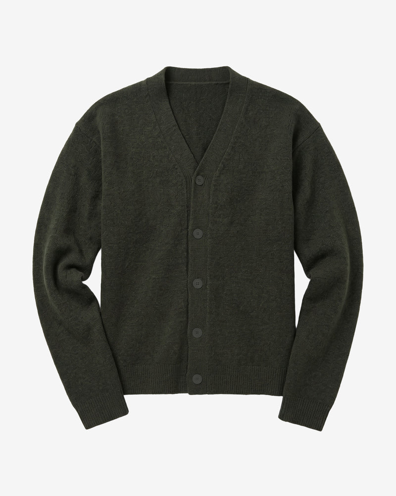KnowledgeCotton Apparel - MEN Soufflé yarn cardigan Knits 1090 Forest Night