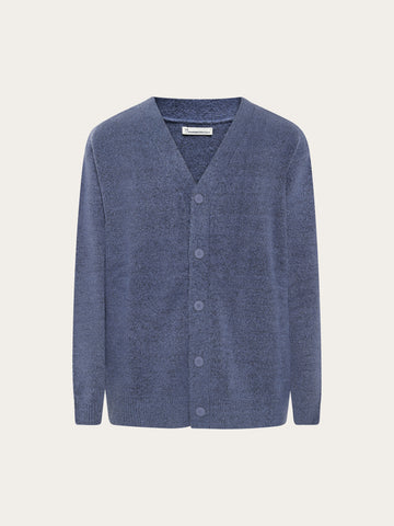 KnowledgeCotton Apparel - MEN Soufflé yarn cardigan Knits 1226 Vintage Indigo