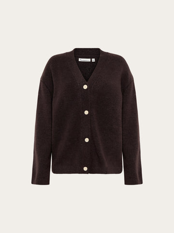 KnowledgeCotton Apparel - WMN Soufflé yarn cardigan Knits 1487 Chocolate Torte