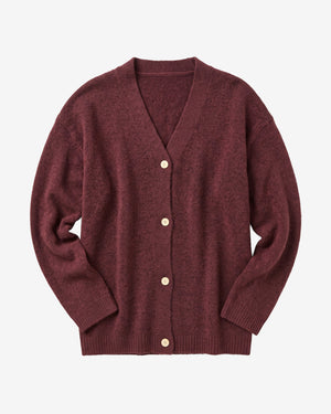 KnowledgeCotton Apparel - WMN Soufflé yarn cardigan Knits 1500 Burgundy