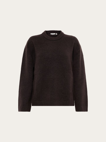 KnowledgeCotton Apparel - WMN Soufflé yarn sweater Knits 1487 Chocolate Torte