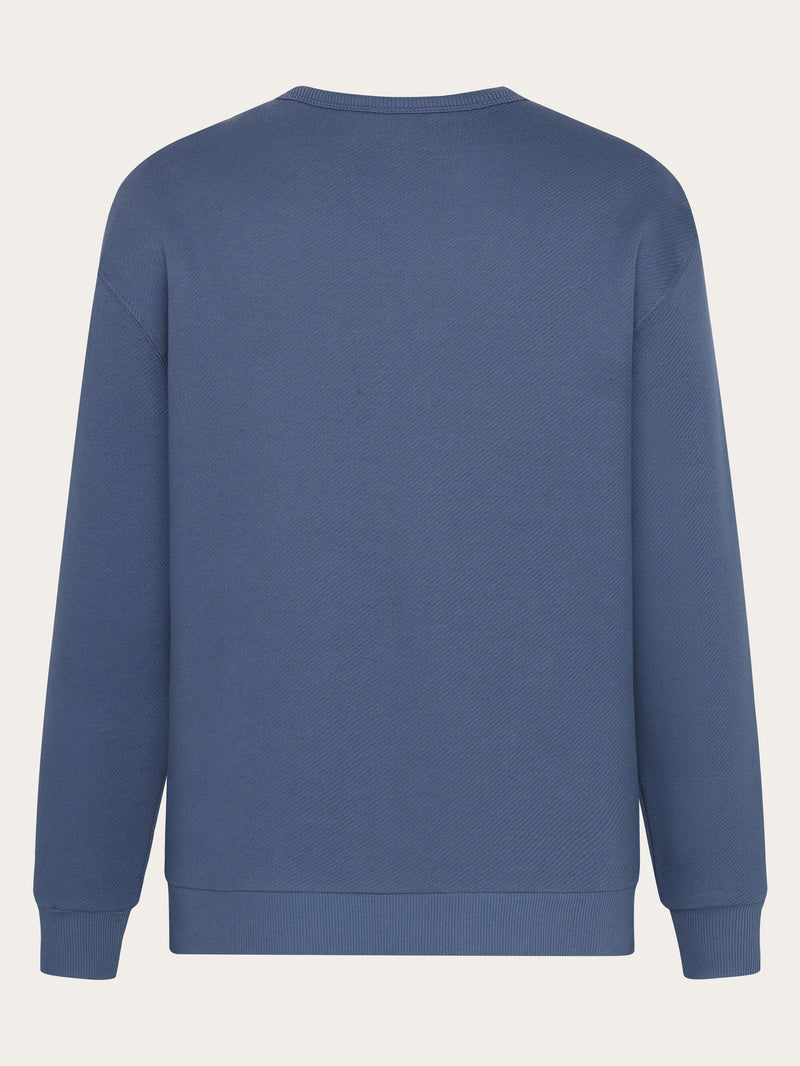 KnowledgeCotton Apparel - MEN Straight fit sweat with embroidery at chest Sweats 1226 Vintage Indigo
