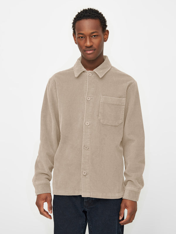 KnowledgeCotton Apparel - MEN Stretched 8-wales corduroy overshirt Overshirts 1228 Light feather gray