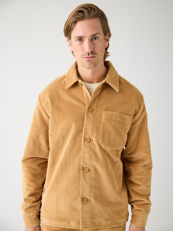 KnowledgeCotton Apparel - MEN Stretched 8-wales corduroy overshirt Overshirts 1484 Apple Cinnamon