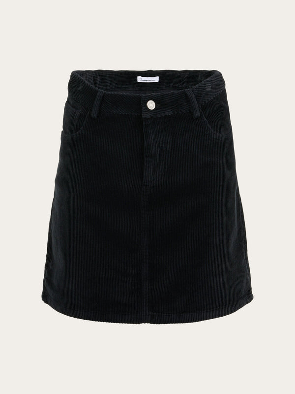 KnowledgeCotton Apparel - WMN Stretched 8-wales corduroy skirt Skirts 1300 Black Jet