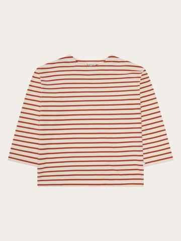 KnowledgeCotton Apparel - WMN Stripe long sleeve t-shirt T-shirts 8025 Red Stripe
