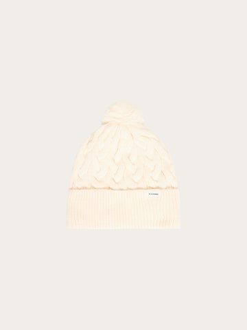 KnowledgeCotton Apparel - UNI Tassel cable beanie Hats 1387 Egret