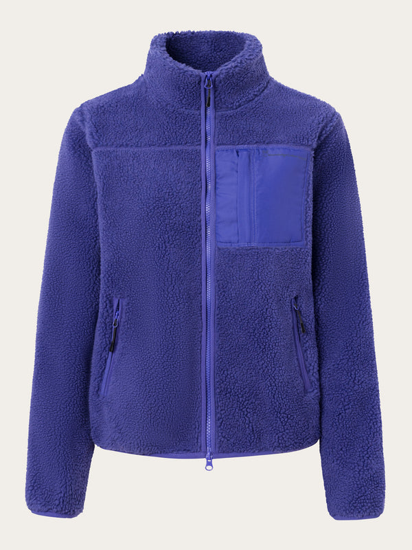KnowledgeCotton Apparel - WMN Teddy high neck zip jacket Fleeces 1416 Deep Purple