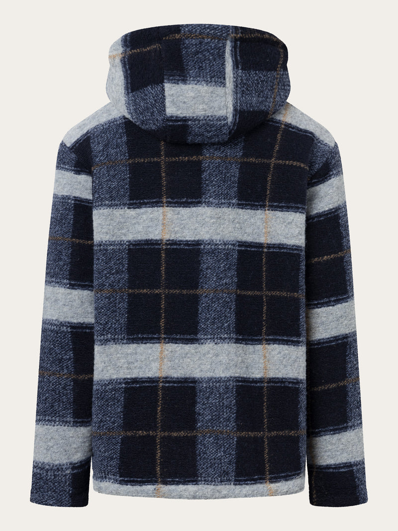 KnowledgeCotton Apparel - MEN Teddy reversable zip hood jacket Fleeces 7021 blue check