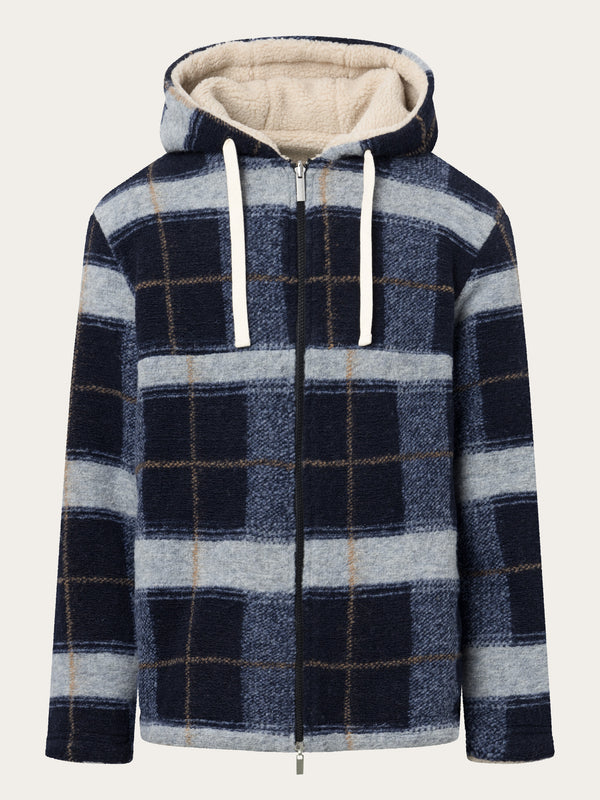 KnowledgeCotton Apparel - MEN Teddy reversible zip hood jacket Fleeces 7021 blue check