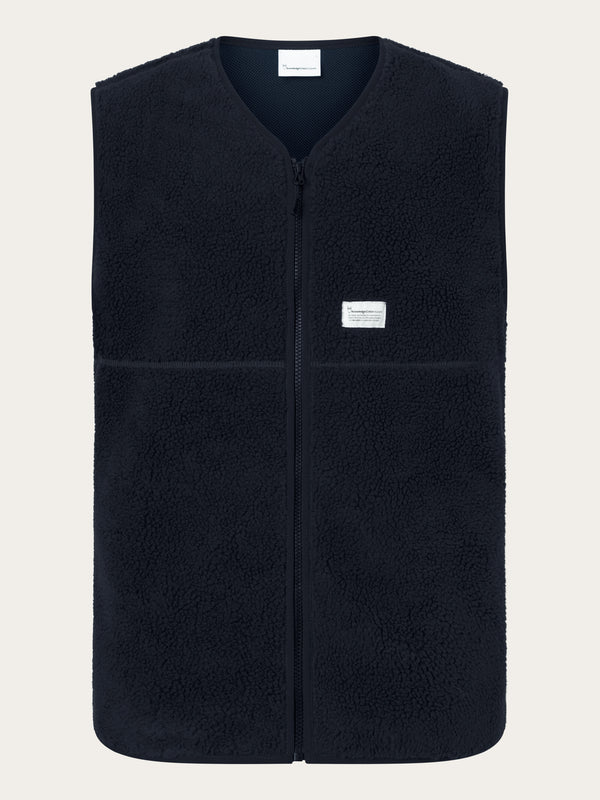 KnowledgeCotton Apparel - MEN Teddy vest Fleeces 1412 Night Sky