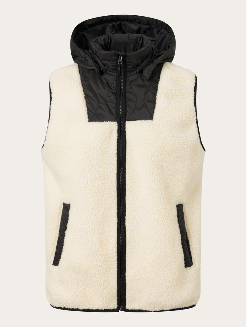 KnowledgeCotton Apparel - WMN Teddy vest Fleeces 1348 Buttercream