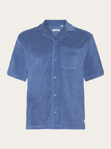 KnowledgeCotton Apparel - MEN Terry loose short sleeve shirt Shirts 1432 Moonlight Blue