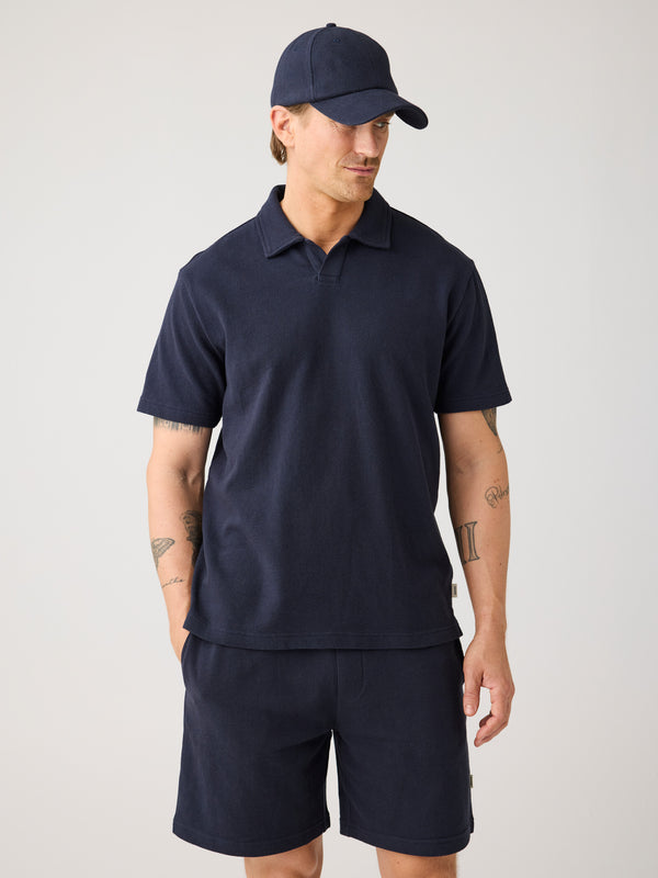 KnowledgeCotton Apparel - MEN Terry polo Polos 1412 Night Sky