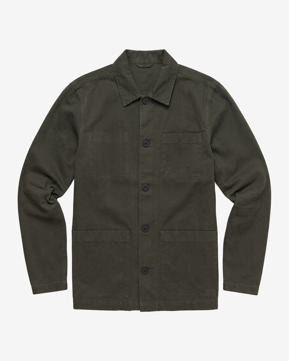 KnowledgeCotton Apparel - MEN Twill overshirt Overshirts 1090 Forest Night