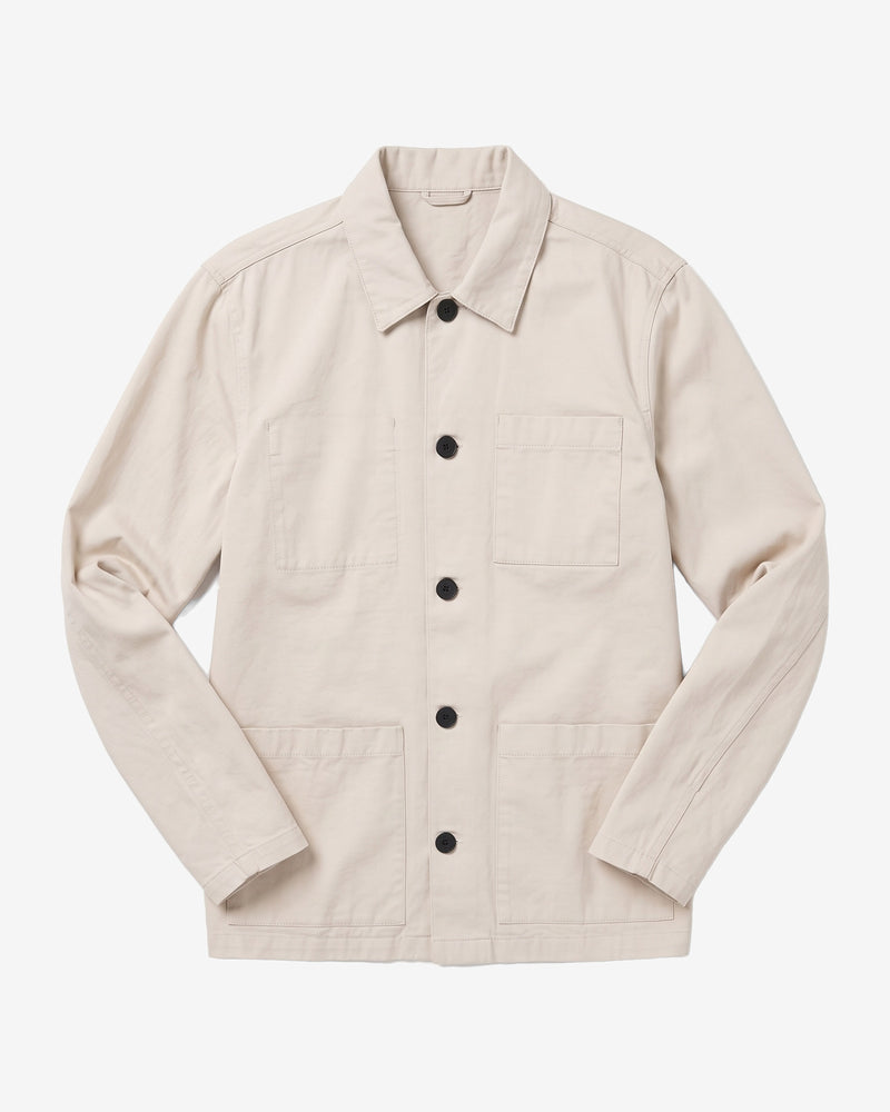 KnowledgeCotton Apparel - MEN Twill overshirt Overshirts 1228 Light feather gray