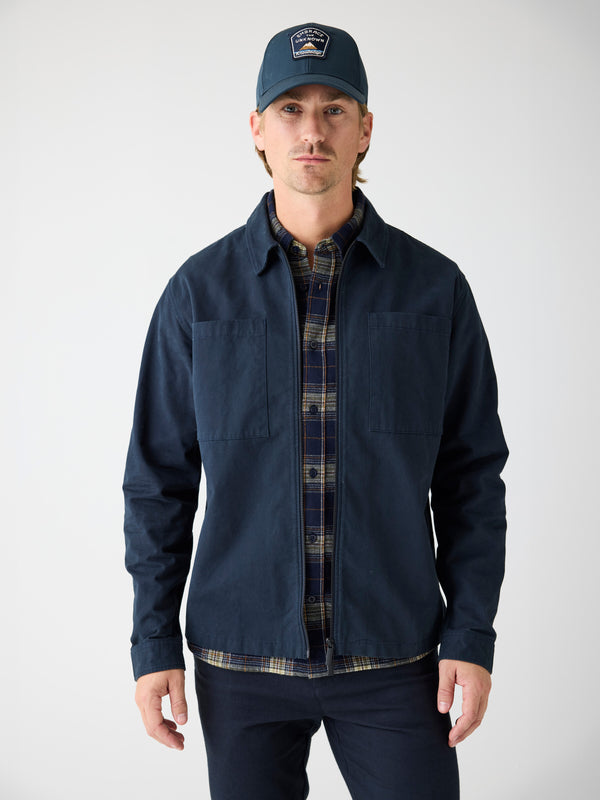 KnowledgeCotton Apparel - MEN Twill zip overshirt Overshirts 1001 Total Eclipse