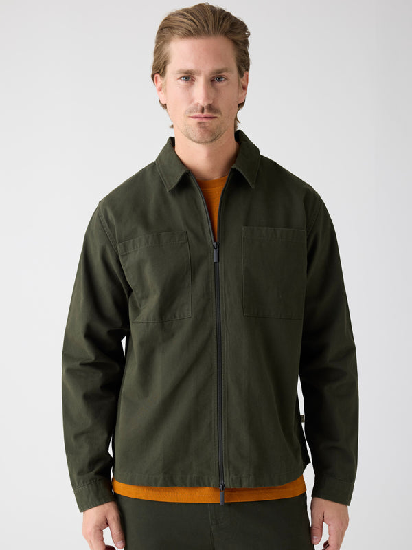 KnowledgeCotton Apparel - MEN Twill zip overshirt Overshirts 1090 Forrest Night