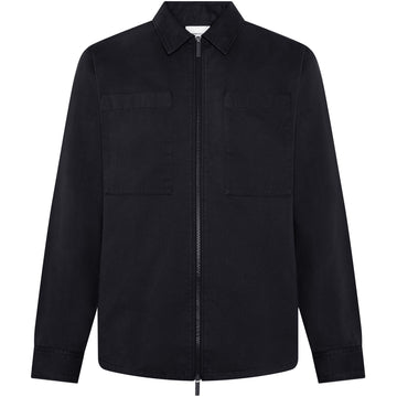 KnowledgeCotton Apparel - MEN Twill zip overshirt Overshirts 1300 Black Jet