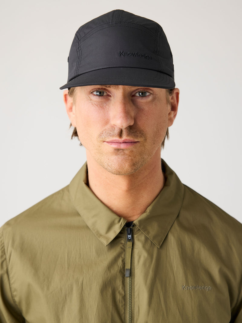 KnowledgeCotton Apparel - UNI Vent Ripstop 90 panel 5 cap - GOTS/Vegan Caps 1300 Black Jet