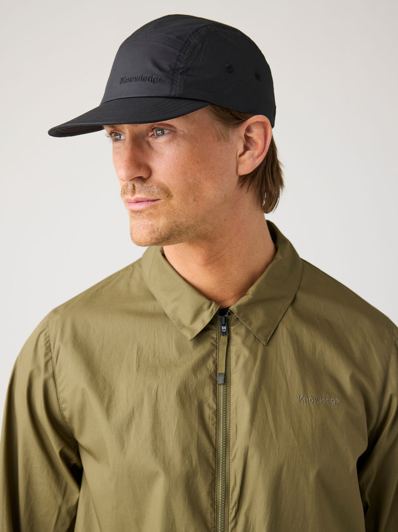 KnowledgeCotton Apparel - UNI Vent Ripstop 90 panel 5 cap - GOTS/Vegan Caps 1300 Black Jet