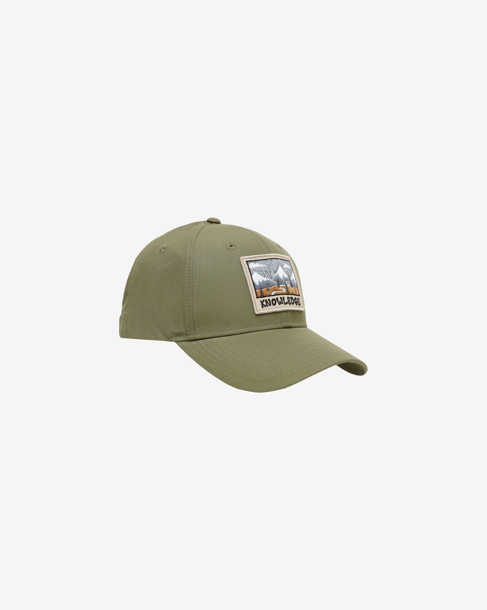 KnowledgeCotton Apparel - UNI Vent canvas 200 badge cap Caps 1068 Burned Olive