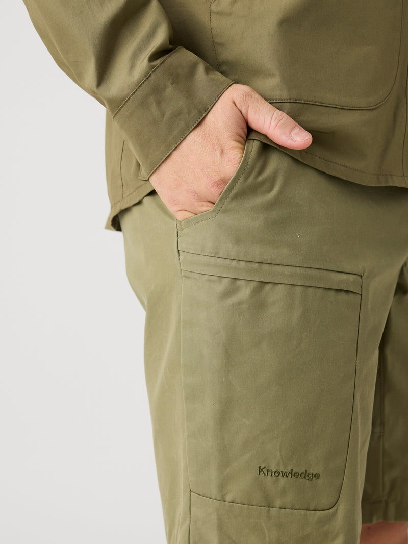 KnowledgeCotton Apparel - MEN Vent canvas 200 shorts Shorts 1068 Burned Olive