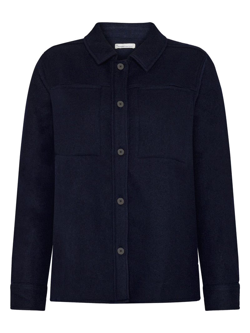 KnowledgeCotton Apparel - WMN Wool Overshirt RWS Jackets 1412 Night Sky