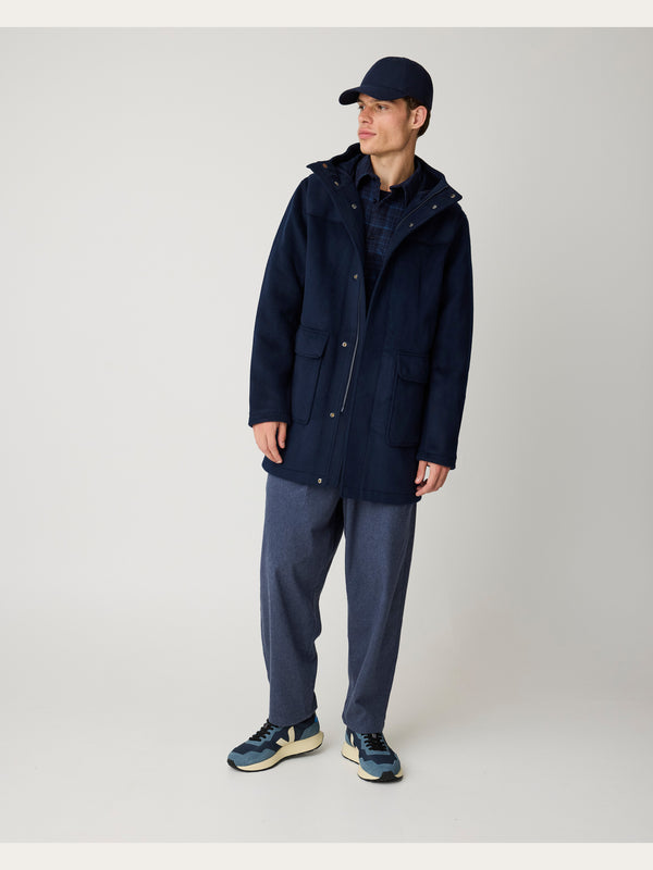KnowledgeCotton Apparel - MEN Wool duffel coat Jackets 1412 Night Sky