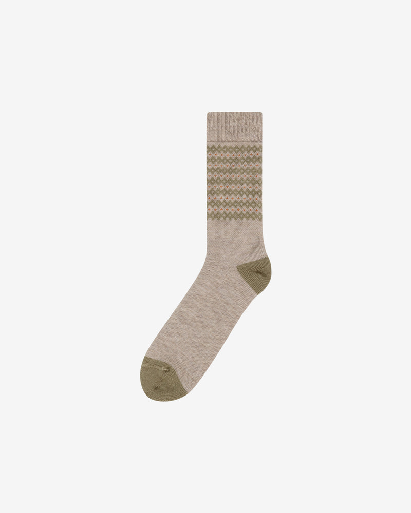 KnowledgeCotton Apparel - UNI Wool jacquard socks Socks 9930 Beige