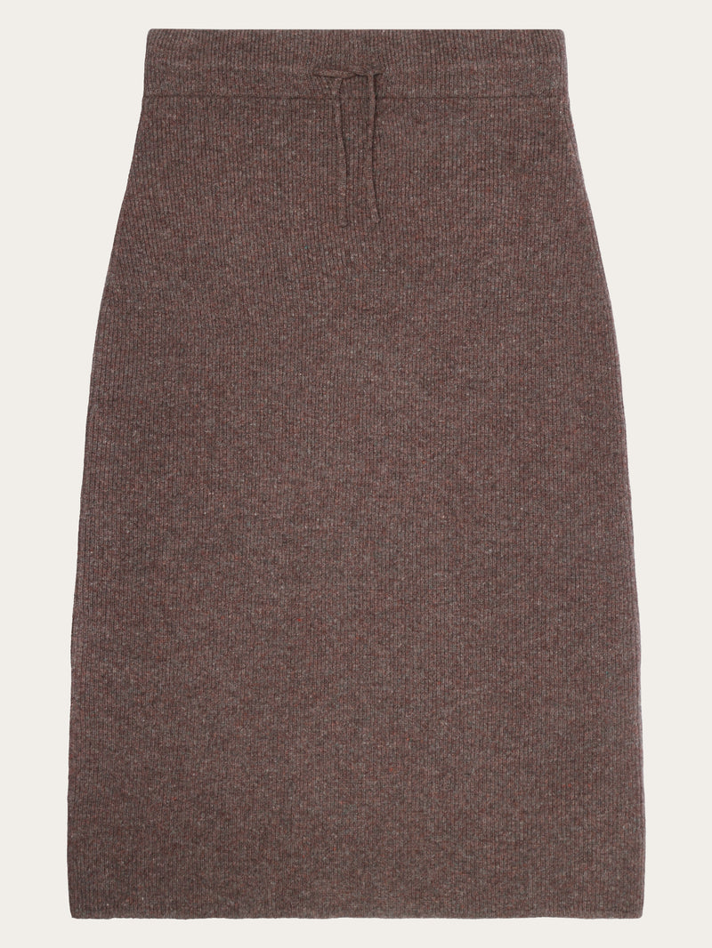 KnowledgeCotton Apparel - WMN Wool midth lengt rib knit skirt Skirts 1243 Demitasse (brown)