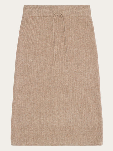 KnowledgeCotton Apparel - WMN Wool midth lengt rib knit skirt Skirts 1336 Kelp melange