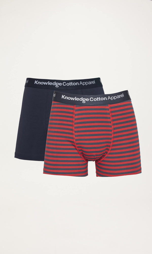 KnowledgeCotton Apparel - MEN 2 pack striped underwear Underwears 1017 Pompeain Red