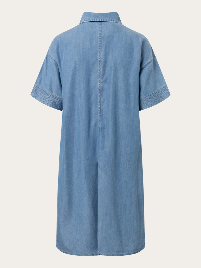 KnowledgeCotton Apparel - WMN A-shape denim Tencel™ dress Dresses 3035 Vintage Indigo