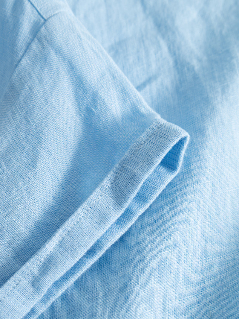 KnowledgeCotton Apparel - WMN ASTER fold up short sleeve linen shirt Shirts 1377 Airy Blue