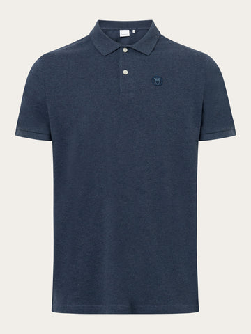 KnowledgeCotton Apparel - MEN Basic badge polo Polos 1257 Insigna Blue melange