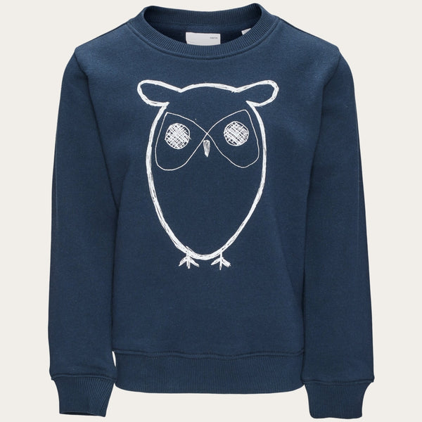 KnowledgeCotton Apparel - YOUNG Big owl sweat Sweats 1001 Total Eclipse