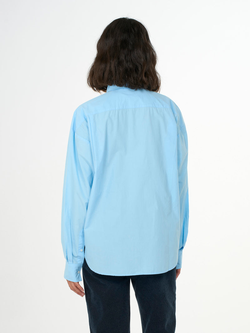 KnowledgeCotton Apparel - WMN Boxy poplin Shirt Shirts 1377 Airy Blue