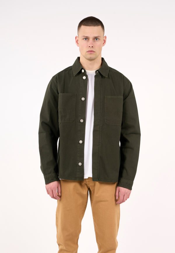 KnowledgeCotton Apparel - MEN Canvas fabric dyed overshirt Overshirts 1090 Forrest Night