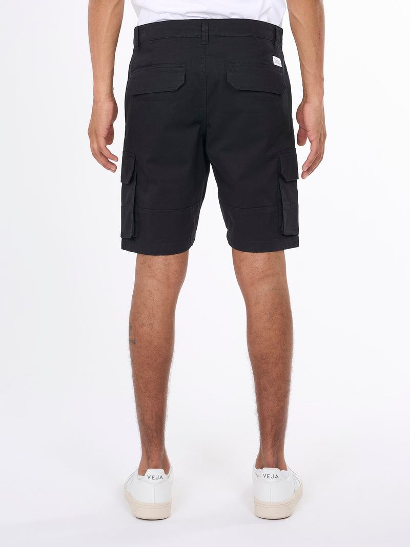 KnowledgeCotton Apparel - MEN Cargo stretched twill shorts Shorts 1300 Black Jet