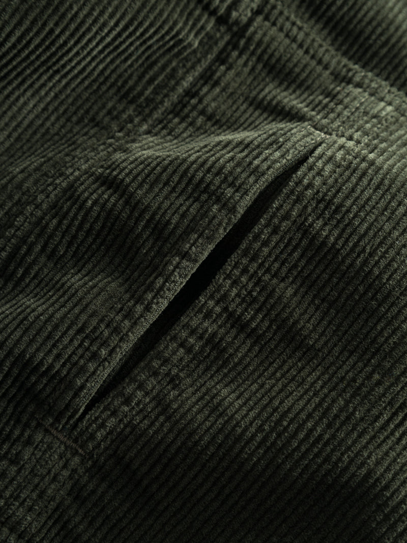 KnowledgeCotton Apparel - MEN Classic 8-wales cotton corduroy zip overshirt Overshirts 1090 Forrest Night